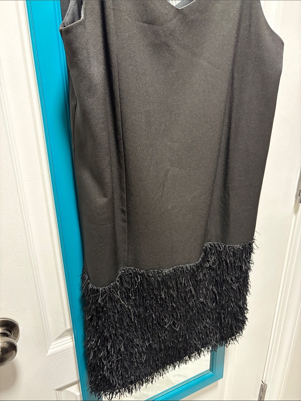 Love Riche Black Sleeveless Midi Dress with Fringe Trim